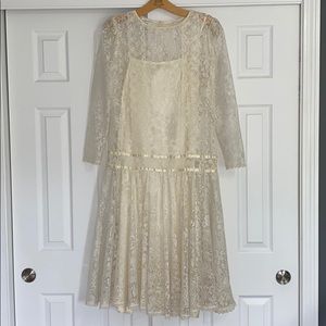 Vintage 80's McClintock GUNNE SAK Ivory Lace Dress
